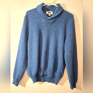 JOSEPH ABBOUD Mens Shawl Collar Sweater Blue cotton Blend Long Sleeve Si…